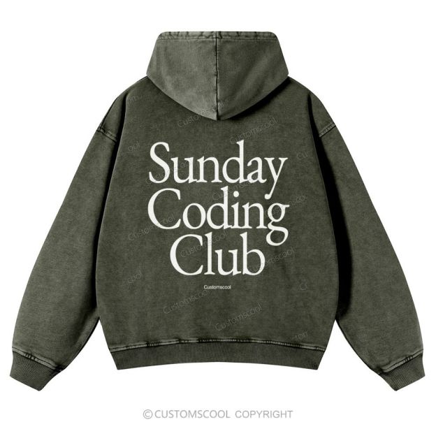 Sunday Coding Club Casual Washed Hoodie Customscool