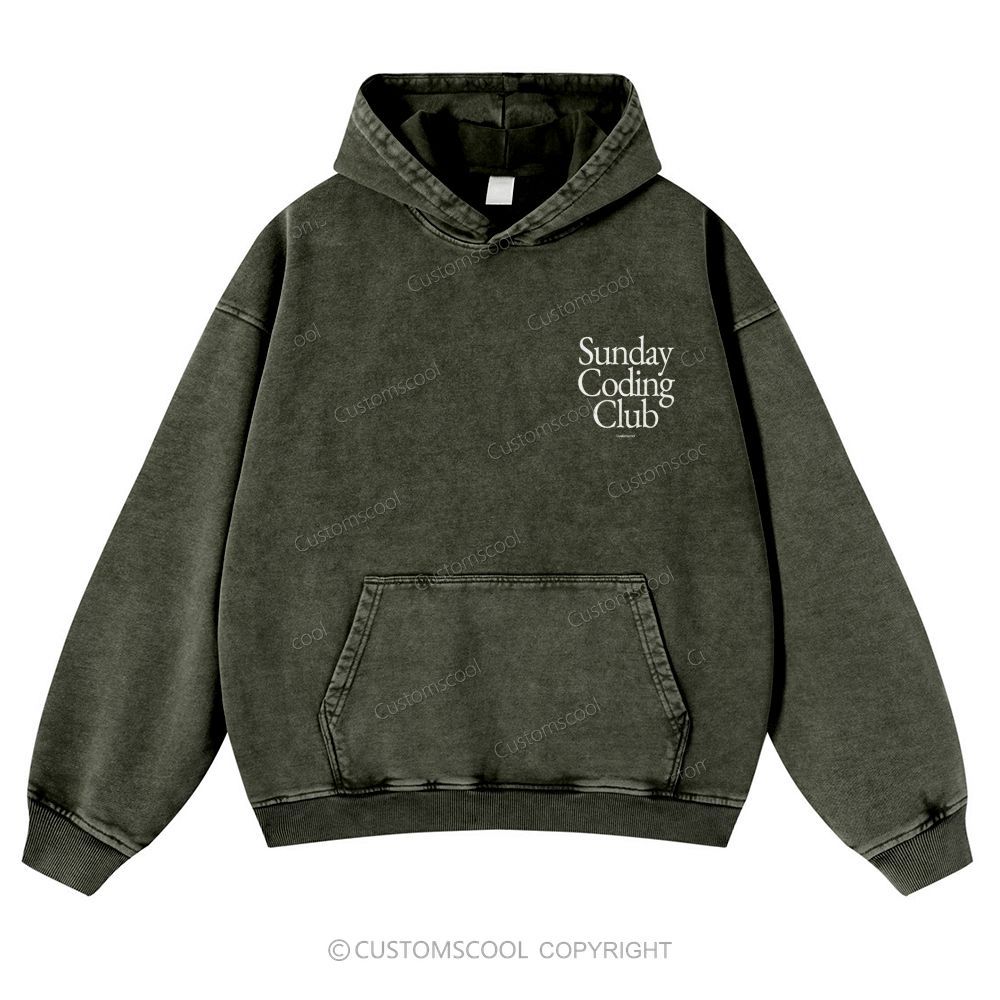 Sunday Coding Club Casual Washed Hoodie Customscool