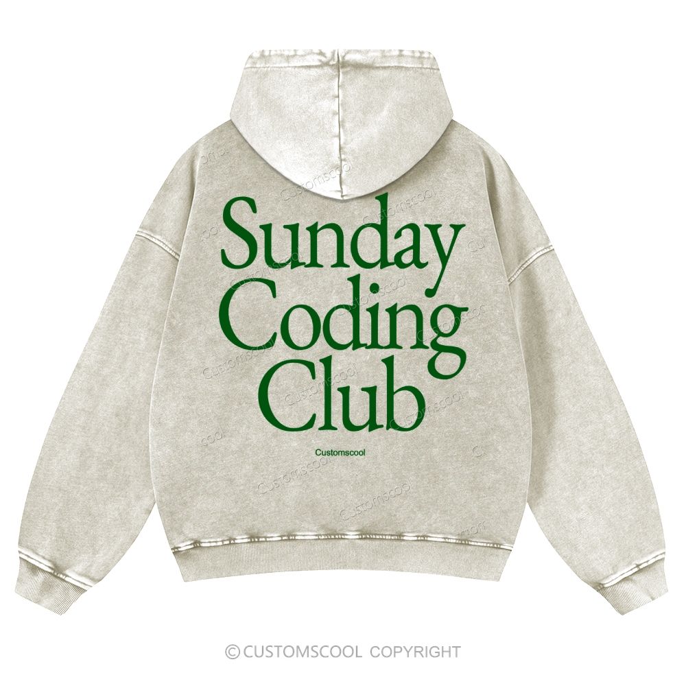Sunday Coding Club Casual Washed Hoodie Customscool