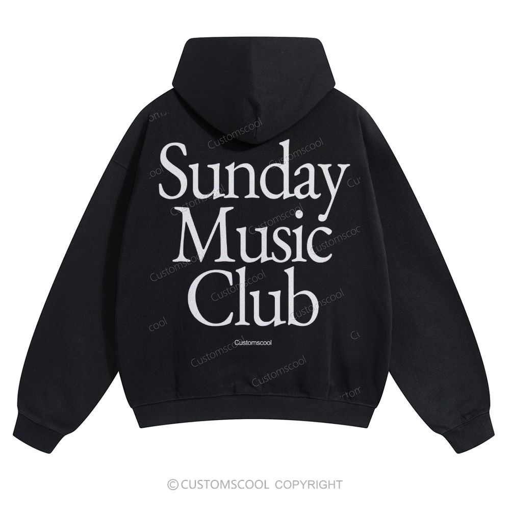 Sunday Music Club Solid Color Hoodie Customscool