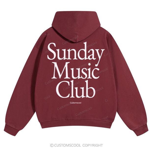 Sunday Music Club Solid Color Hoodie Customscool