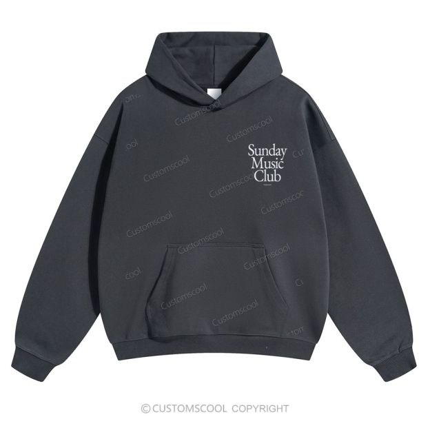 Sunday Music Club Solid Color Hoodie Customscool