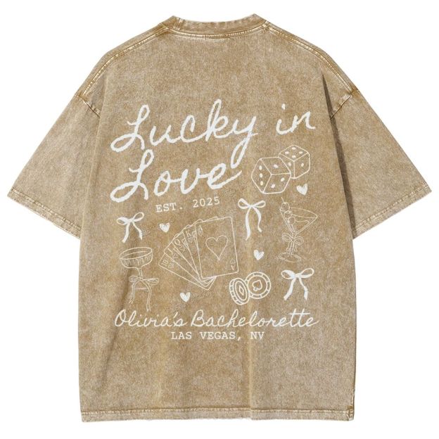 Lucky in Love Custom Bachelorette Unisex Fit Washed T-Shirt Customsool