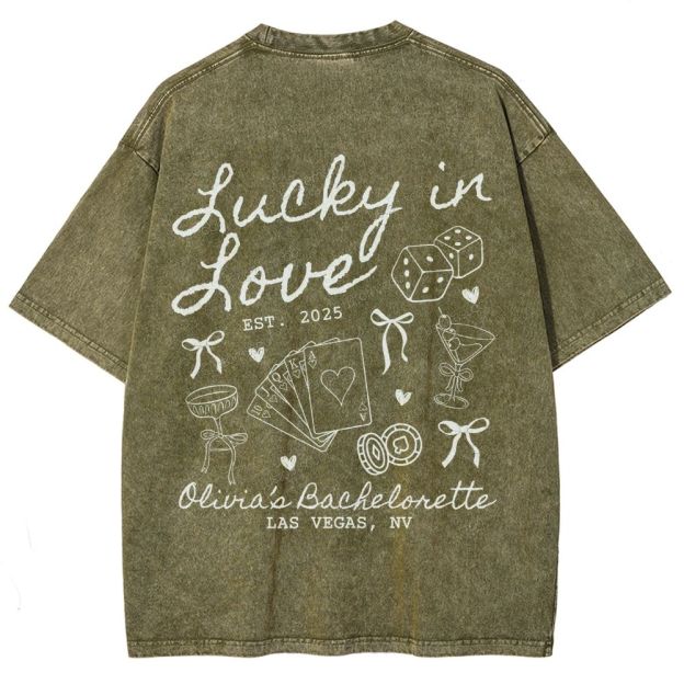 Lucky in Love Custom Bachelorette Unisex Fit Washed T-Shirt Customsool
