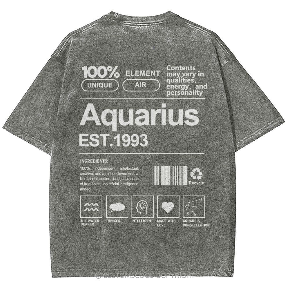 Aquarius Addcustom Unisex Fit Washed T-Shirt Customscool