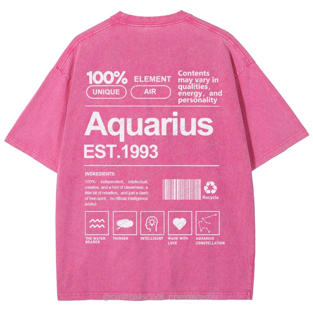 Aquarius Addcustom Unisex Fit Washed T-Shirt Customscool