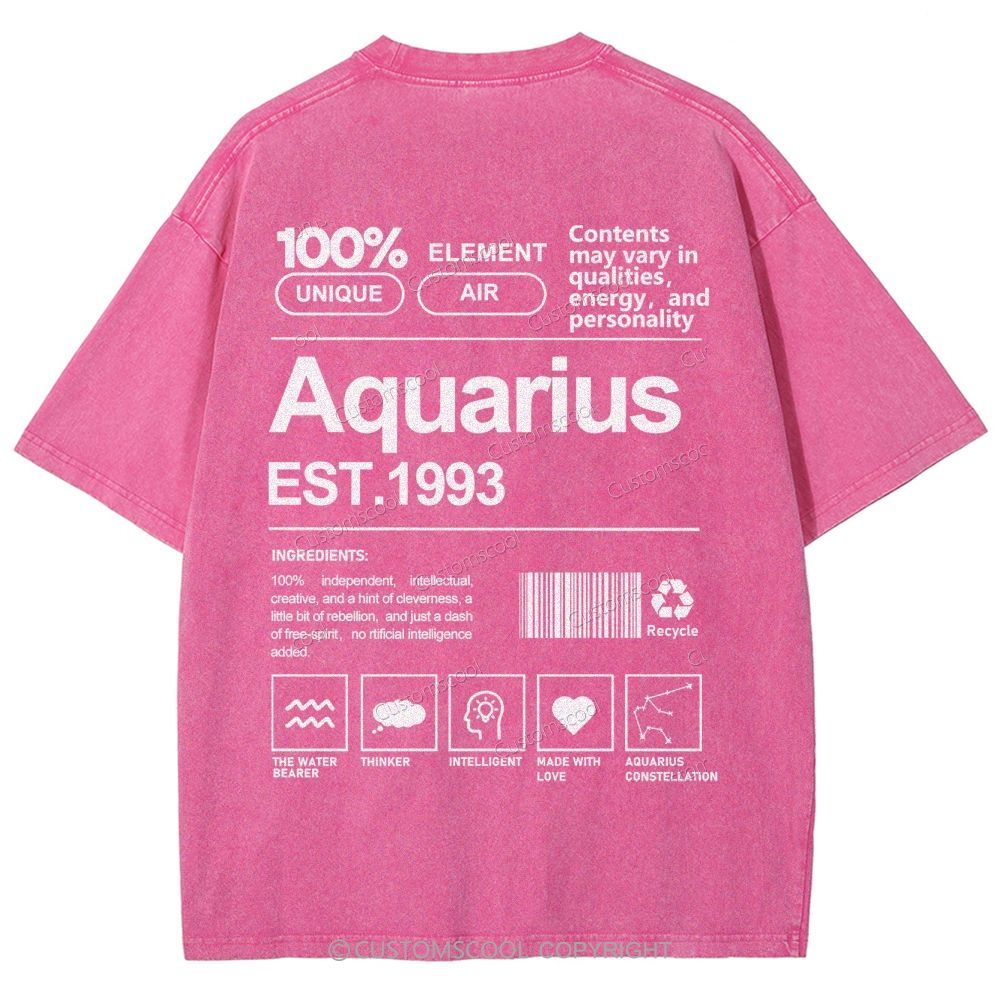 Aquarius Addcustom Unisex Fit Washed T-Shirt Customscool