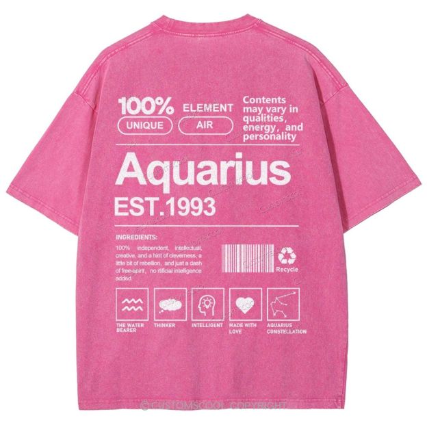 Aquarius Addcustom Unisex Fit Washed T-Shirt Customscool