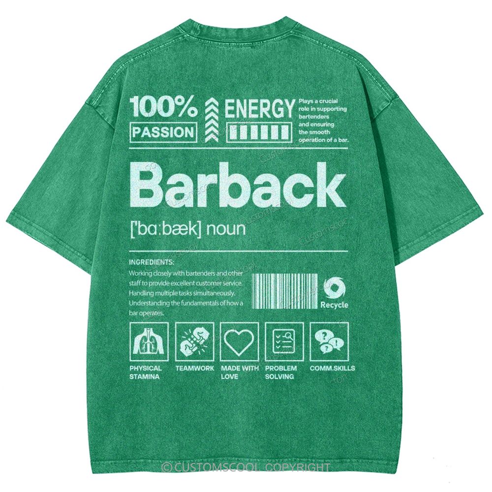 Barback Unisex Fit Washed T-Shirt Customscool