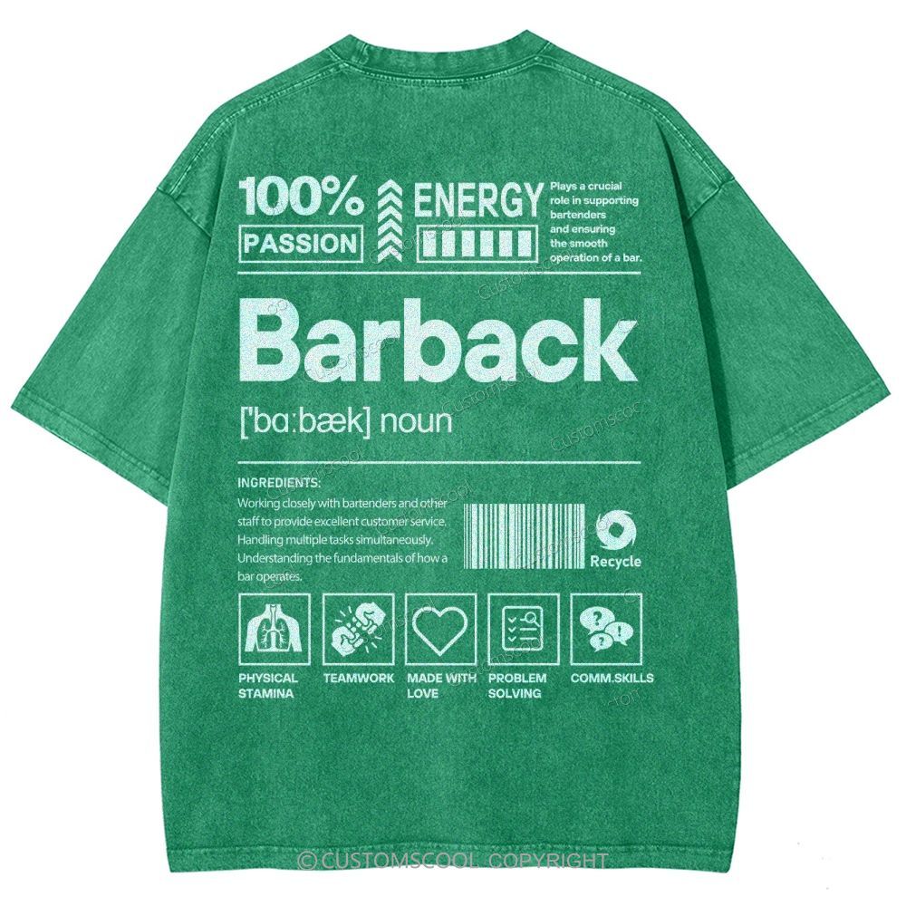 Barback Unisex Fit Washed T-Shirt Customscool