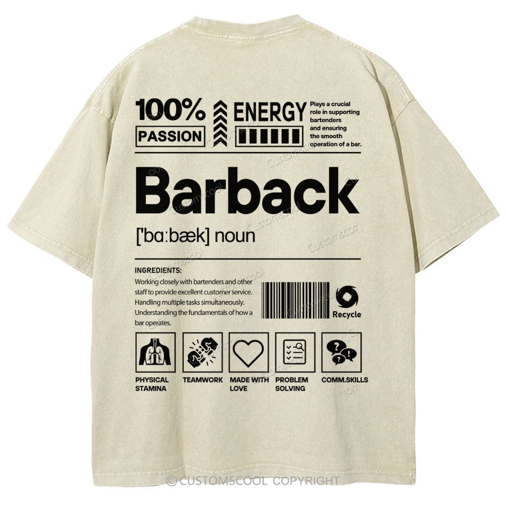 Barback Unisex Fit Washed T-Shirt Customscool