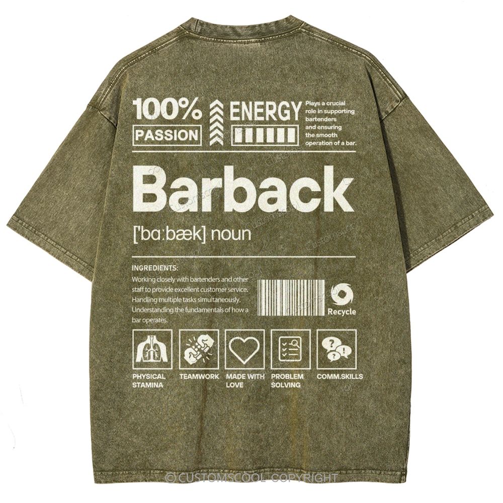 Barback Unisex Fit Washed T-Shirt Customscool