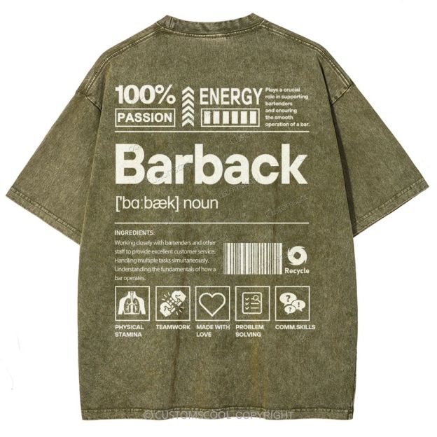 Barback Unisex Fit Washed T-Shirt Customscool