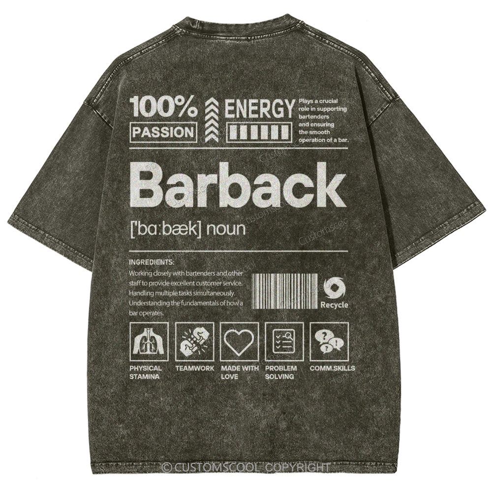 Barback Unisex Fit Washed T-Shirt Customscool