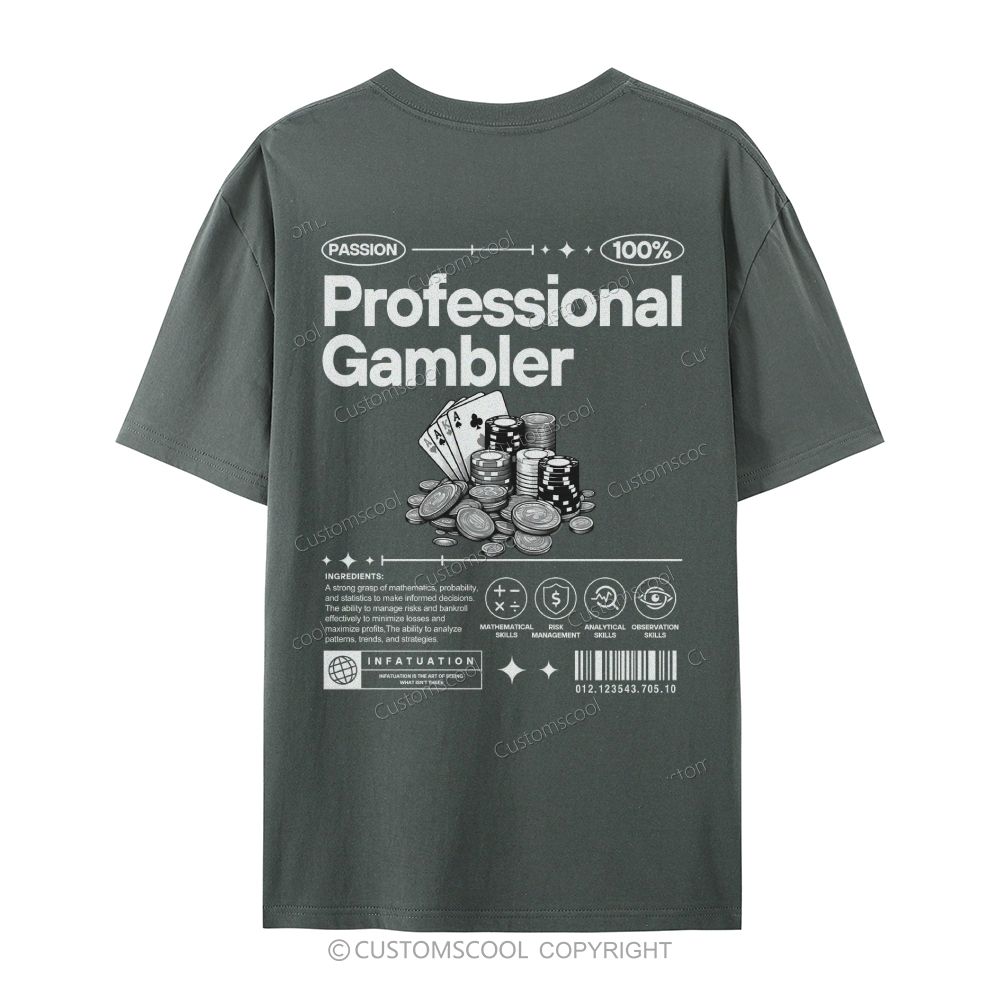 Professional Gambler Casual Short Sleeve T-Shirt Customscool