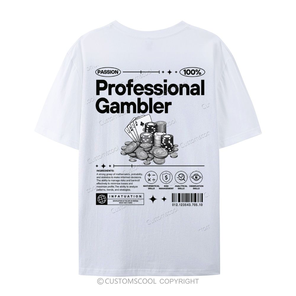 Professional Gambler Casual Short Sleeve T-Shirt Customscool