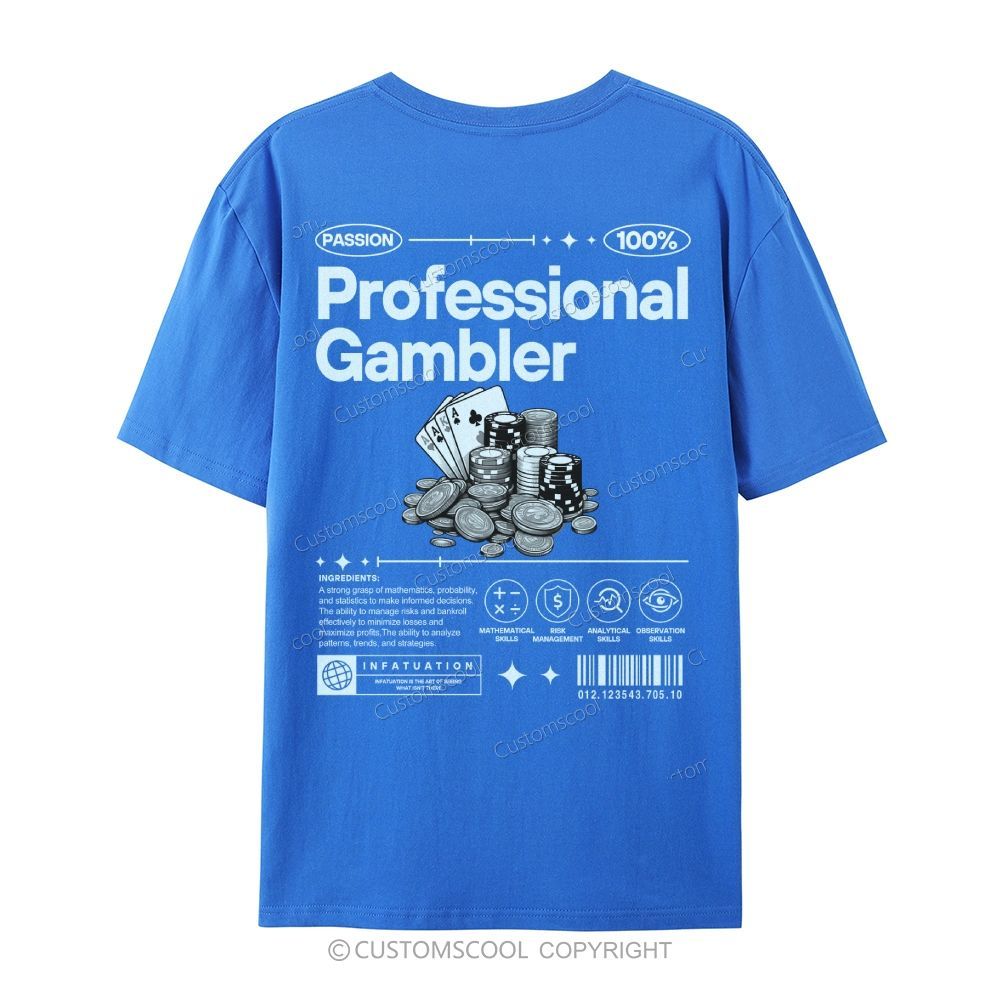Professional Gambler Casual Short Sleeve T-Shirt Customscool
