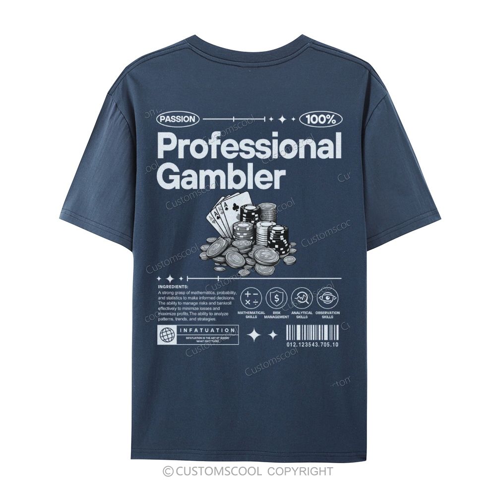 Professional Gambler Casual Short Sleeve T-Shirt Customscool
