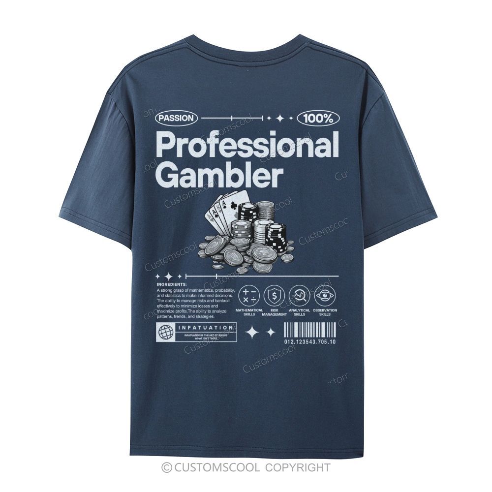 Professional Gambler Casual Short Sleeve T-Shirt Customscool