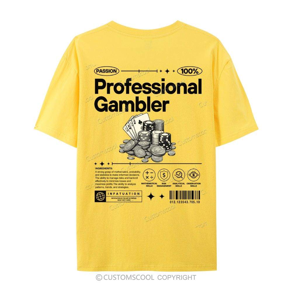 Professional Gambler Casual Short Sleeve T-Shirt Customscool