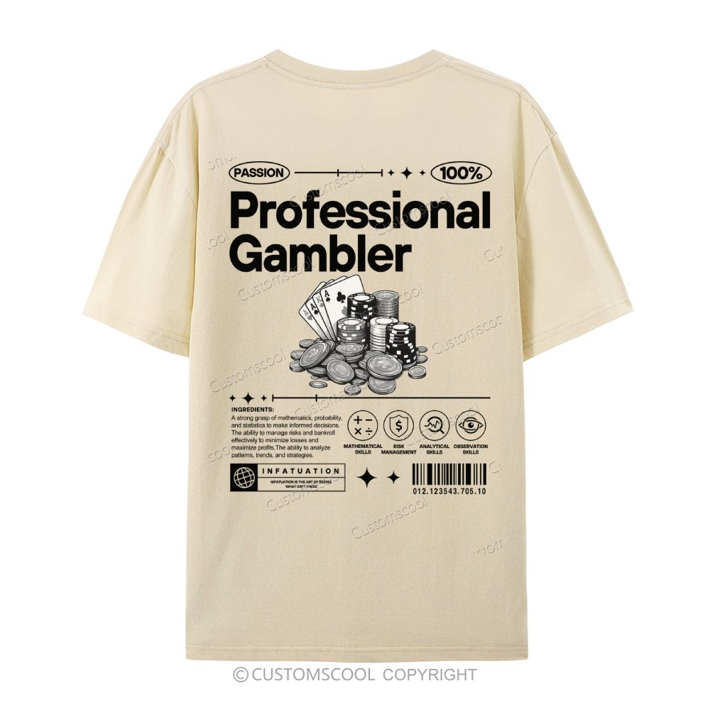 Professional Gambler Casual Short Sleeve T-Shirt Customscool