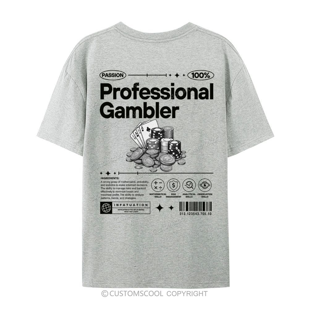 Professional Gambler Casual Short Sleeve T-Shirt Customscool
