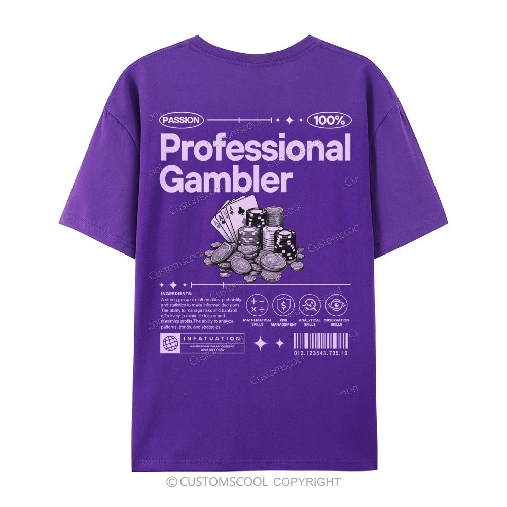 Professional Gambler Casual Short Sleeve T-Shirt Customscool