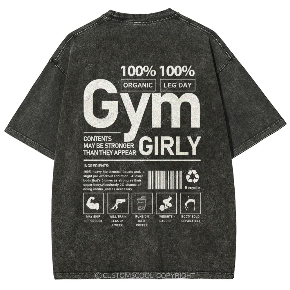 Gym Girly Unisex Fit Washed Oversized T-Shirt Customscool
