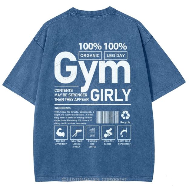 Gym Girly Unisex Fit Washed Oversized T-Shirt Customscool