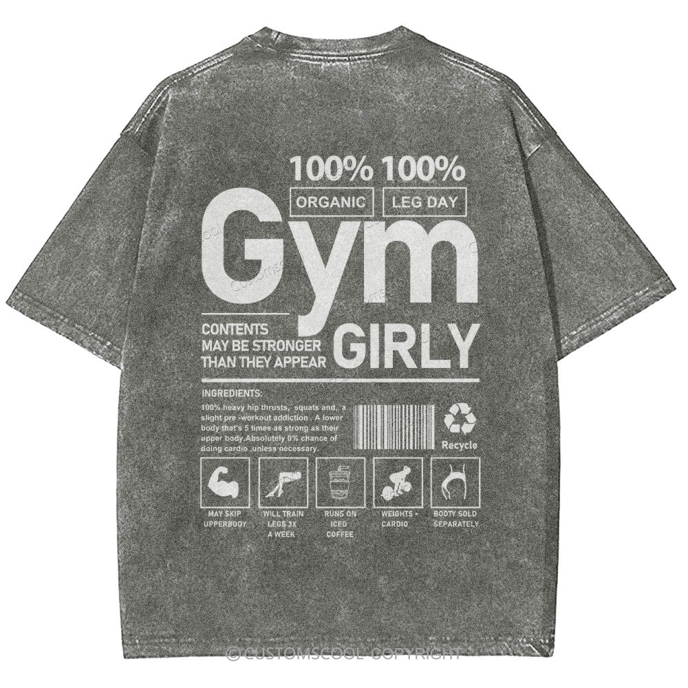 Gym Girly Unisex Fit Washed Oversized T-Shirt Customscool