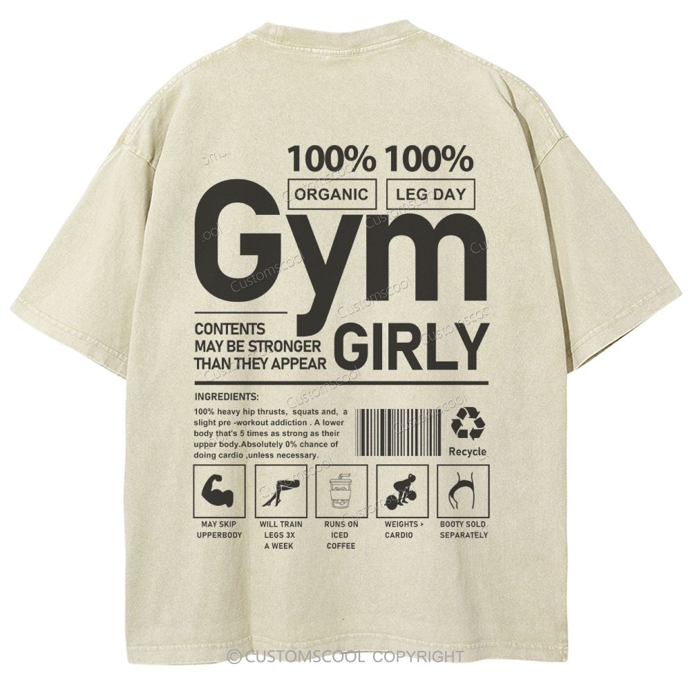 Gym Girly Unisex Fit Washed Oversized T-Shirt Customscool