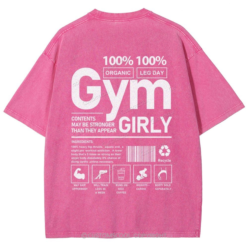 Gym Girly Unisex Fit Washed Oversized T-Shirt Customscool