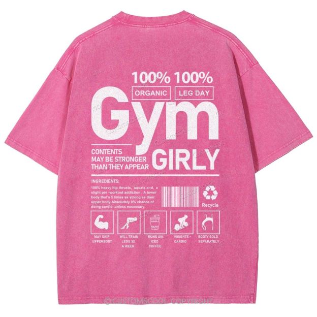 Gym Girly Unisex Fit Washed Oversized T-Shirt Customscool