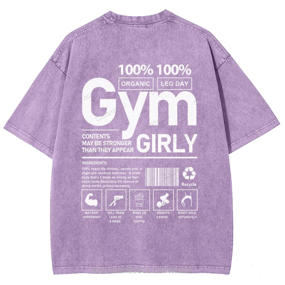 Gym Girly Unisex Fit Washed Oversized T-Shirt Customscool