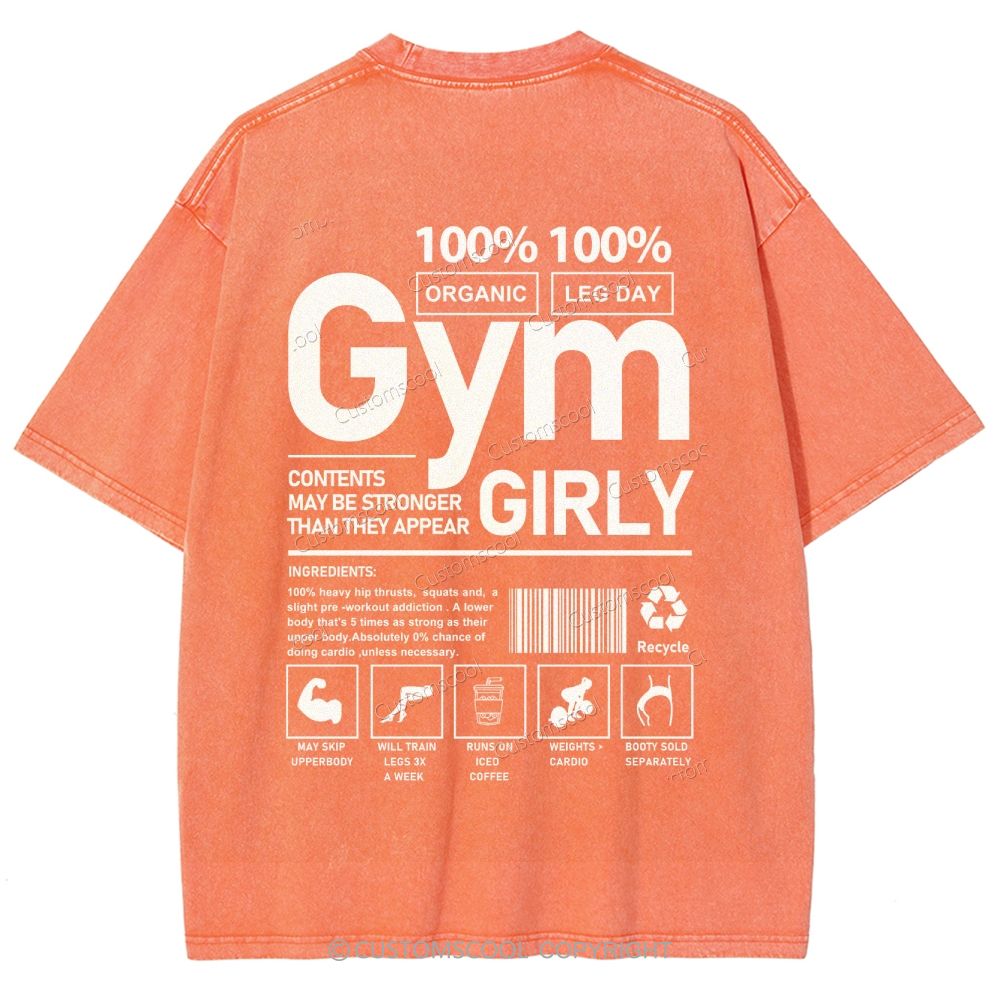 Gym Girly Unisex Fit Washed Oversized T-Shirt Customscool