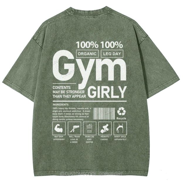 Gym Girly Unisex Fit Washed Oversized T-Shirt Customscool
