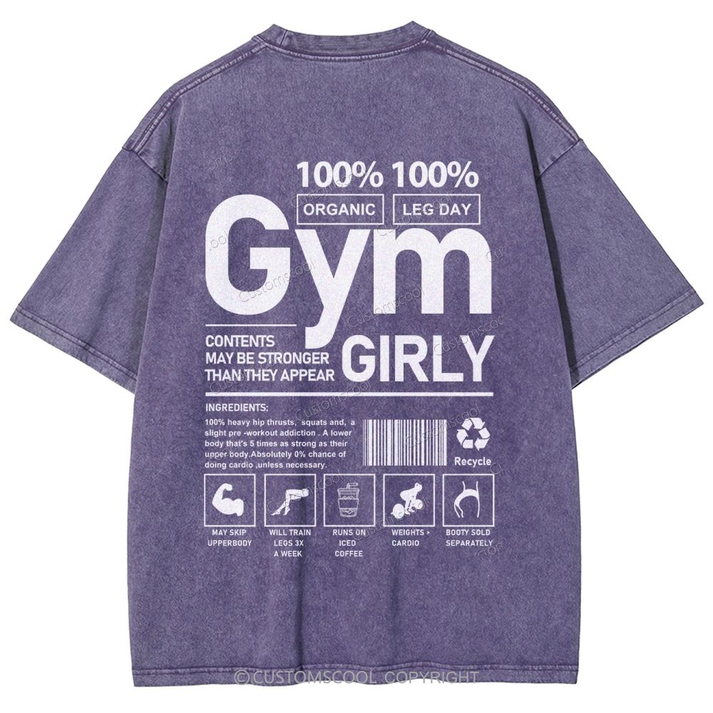 Gym Girly Unisex Fit Washed Oversized T-Shirt Customscool