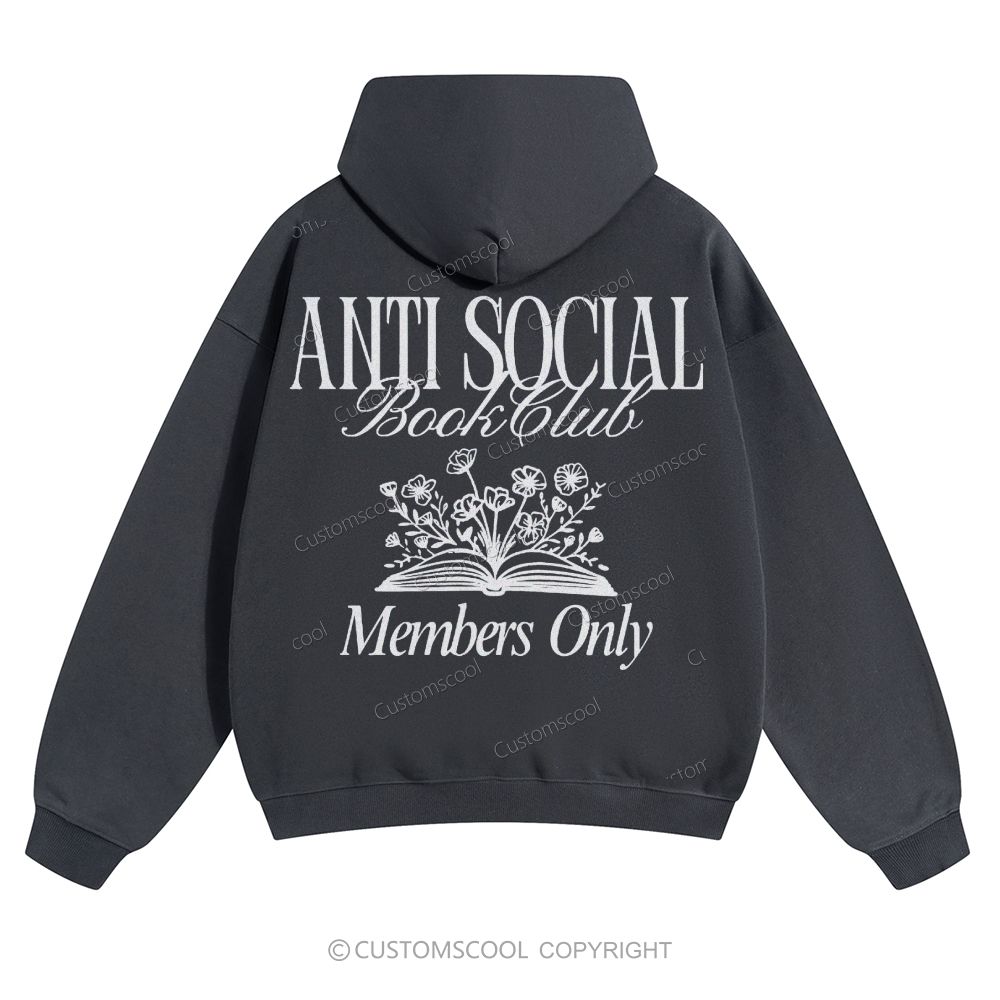 Anti Social Book Club Solid Color Hoodie Customscool