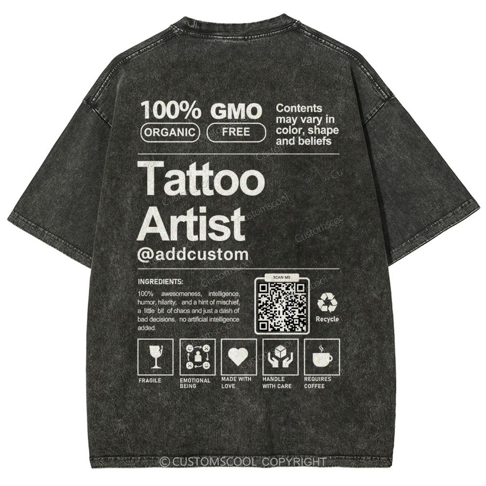 Tattoo Artist Addcustom QR Code Unisex Fit Washed T-Shirt Customscool