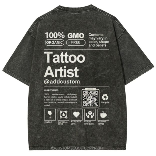 Tattoo Artist Addcustom QR Code Unisex Fit Washed T-Shirt Customscool