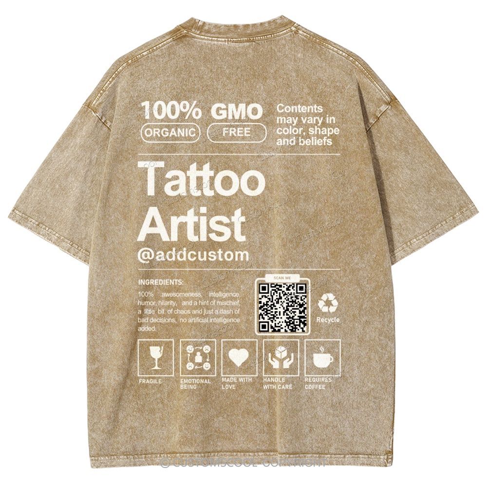 Tattoo Artist Addcustom QR Code Unisex Fit Washed T-Shirt Customscool