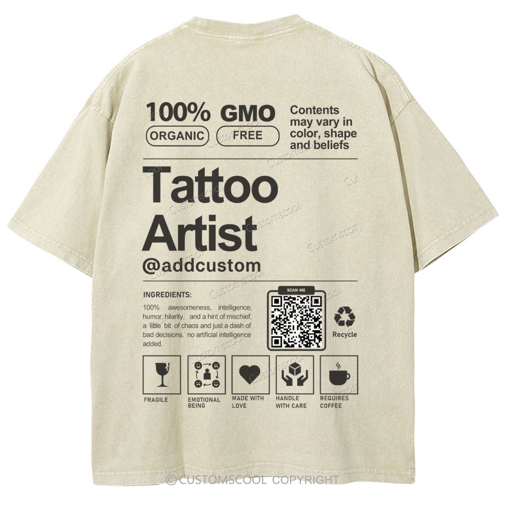 Tattoo Artist Addcustom QR Code Unisex Fit Washed T-Shirt