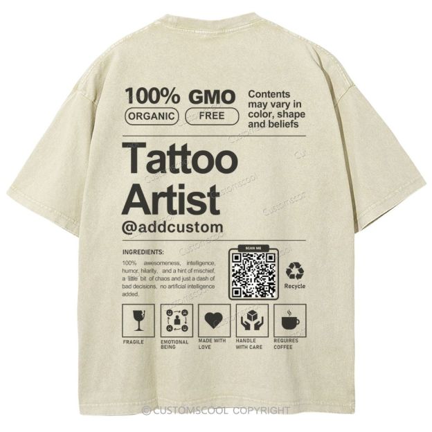 Tattoo Artist Addcustom QR Code Unisex Fit Washed T-Shirt Customscool