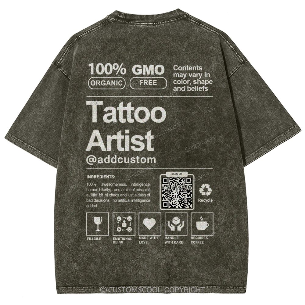 Tattoo Artist Addcustom QR Code Unisex Fit Washed T-Shirt Customscool