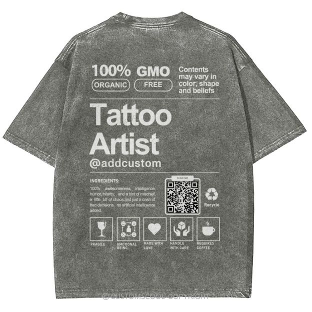Tattoo Artist Addcustom QR Code Unisex Fit Washed T-Shirt Customscool