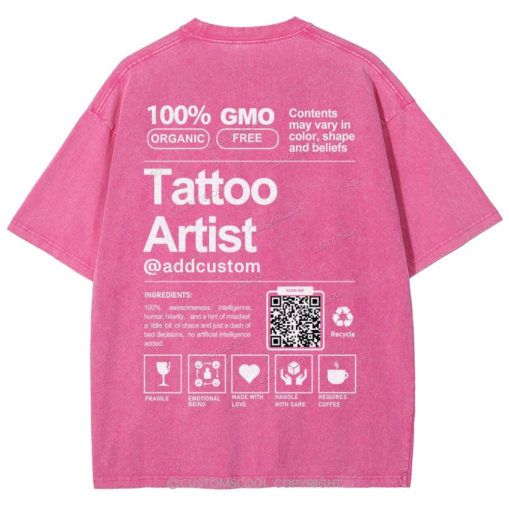 Tattoo Artist Addcustom QR Code Unisex Fit Washed T-Shirt Customscool