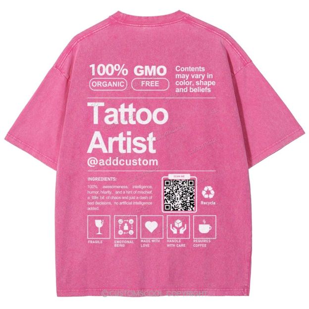 Tattoo Artist Addcustom QR Code Unisex Fit Washed T-Shirt Customscool