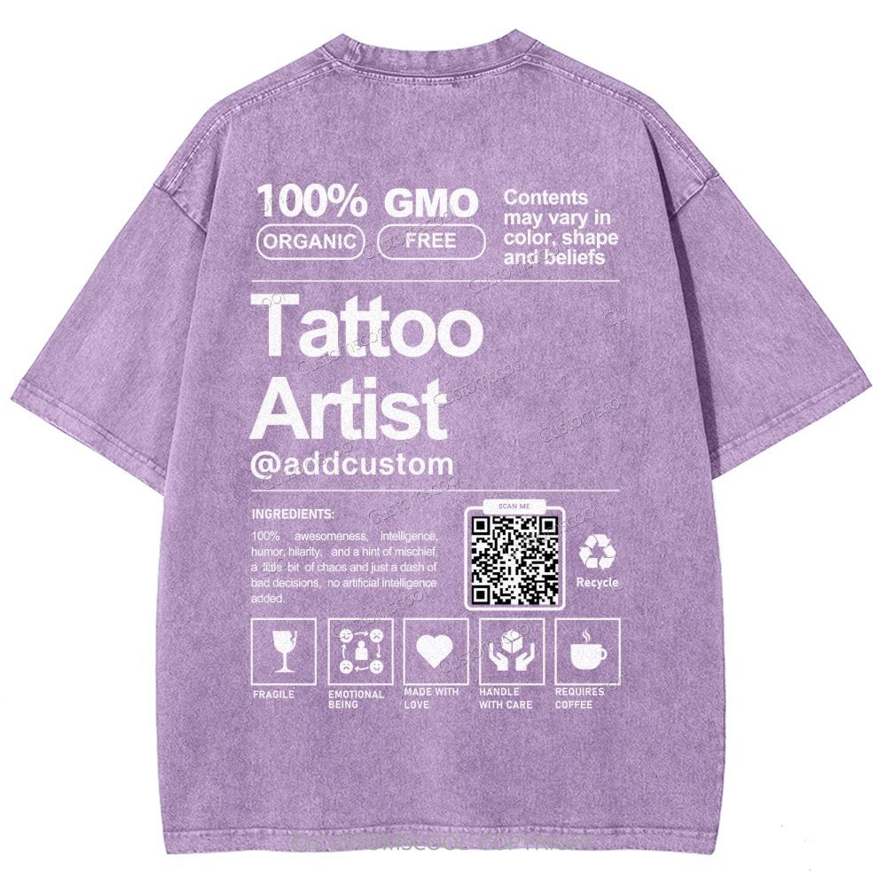 Tattoo Artist Addcustom QR Code Unisex Fit Washed T-Shirt Customscool