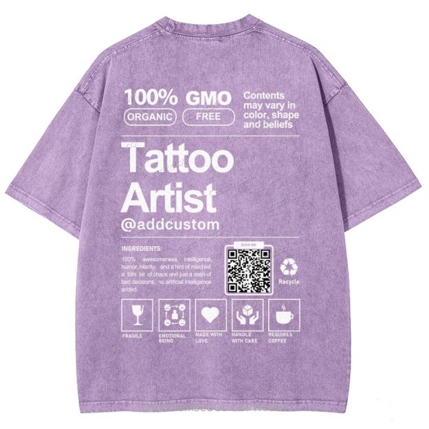 Tattoo Artist Addcustom QR Code Unisex Fit Washed T-Shirt Customscool