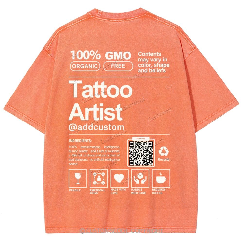 Tattoo Artist Addcustom QR Code Unisex Fit Washed T-Shirt Customscool